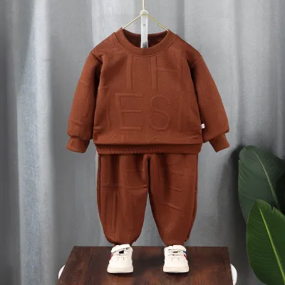 Kids Toddler Big Boys Girls Autumn Fashion Casual Letter Print Long Sleeve Sweatshirt and Pants Set