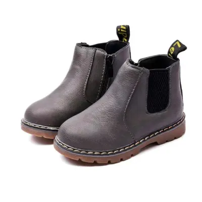 Kids Unisex Spring Autumn Fashion Casual British Style Slip On Low Heel Boots