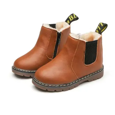 Kids Unisex Spring Autumn Fashion Casual British Style Slip On Low Heel Boots