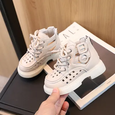 Kids Unisex Fashion Casual British Style Thick-Soled Lace-Up Boots