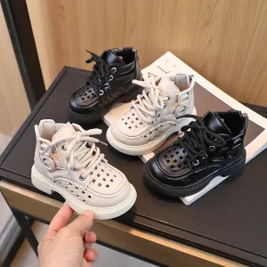 Kids Unisex Fashion Casual British Style Thick-Soled Lace-Up Boots