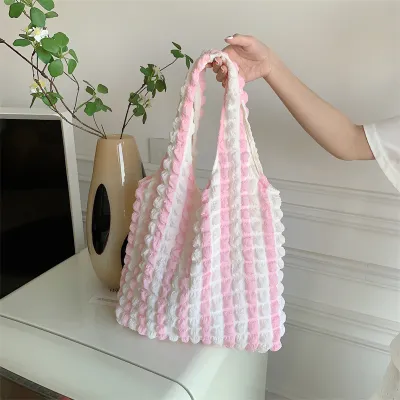 Fashion Solid Color Cloud Bubble Shoulder Tote Bag Soft Medium
