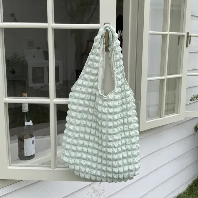Fashion Solid Color Cloud Bubble Shoulder Tote Bag Soft Medium