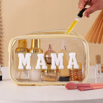 Waterproof Transparent PVC Embroidery Letter Cosmetic Bag