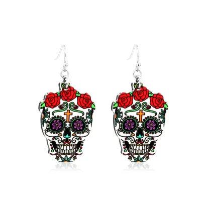Cartoon Ghost Bat Skull Party Halloween Earrings Funny Alloy Personality Trend Geometry
