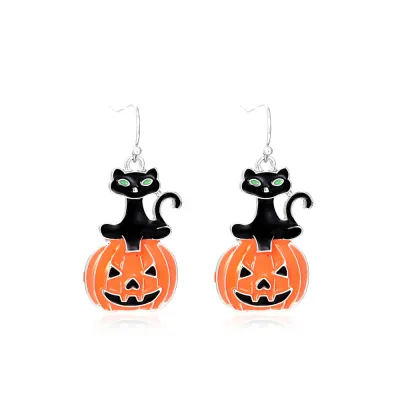Cartoon Ghost Bat Skull Party Halloween Earrings Funny Alloy Personality Trend Geometry