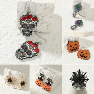 Cartoon Ghost Bat Skull Party Halloween Earrings Funny Alloy Personality Trend Geometry