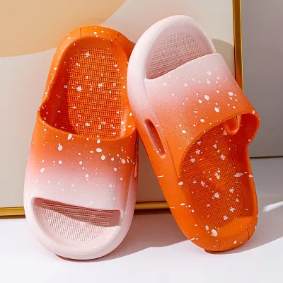 Kids Unisex Casual Cute Gradient Color Thick-Soled Flat PVC Slippers Hand-Painted