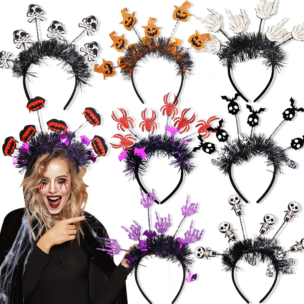 Halloween Pumpkin Spider Headband Hoop with Plastic Material for Party