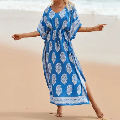 Boho Rayon Sash Beach Blouse Sunscreen Cardigan Coverup for Women