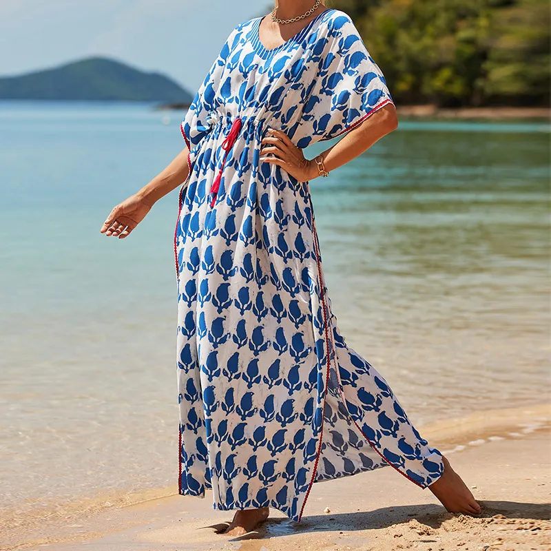 Boho Rayon Sash Beach Blouse Sunscreen Cardigan Coverup for Women