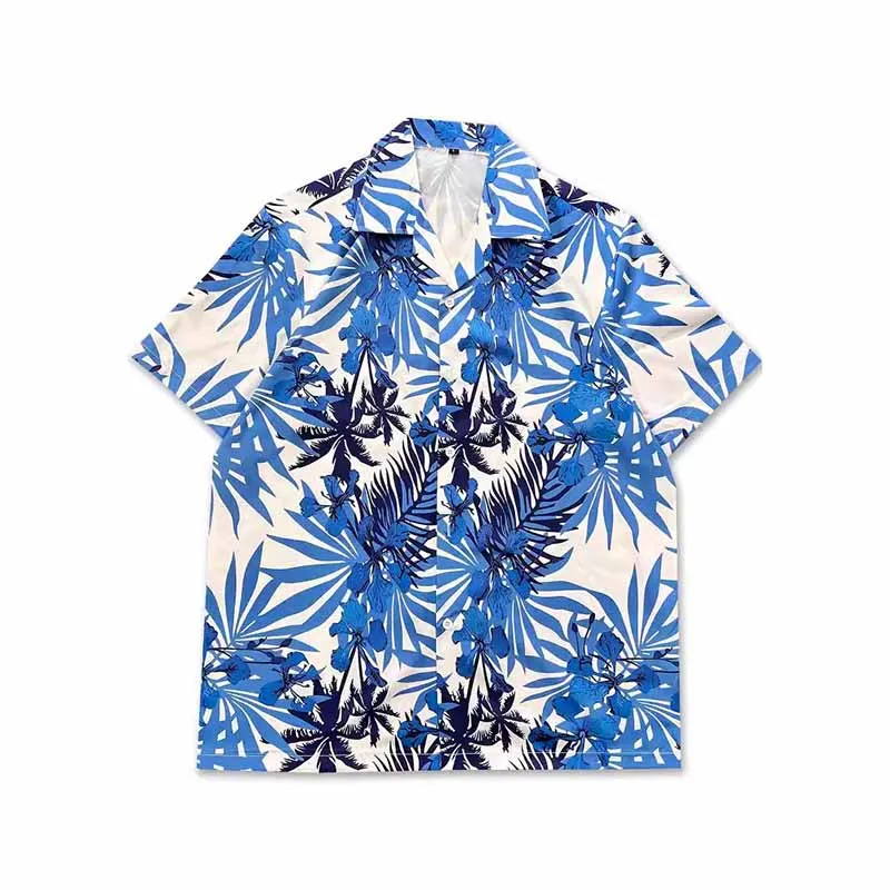 Men Fashion Casual Holiday Beach Floral Short Sleeve Lapel Shirt