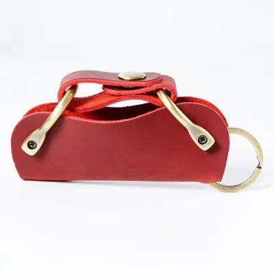 Creative Retro Top Layer Cowhide Key Bag 1 Fold Genuine Leather Solid Color Neutral Men Women