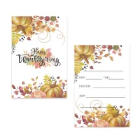 Lot de 10 cartes d&#39;invitation recto verso en forme de feuille d&#39;érable et de citrouille