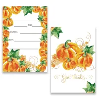 Lot de 10 cartes d&#39;invitation à encre recto verso en forme de citrouille