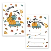 Lot de 10 cartes d&#39;invitation recto verso en forme de citrouille et de voiture