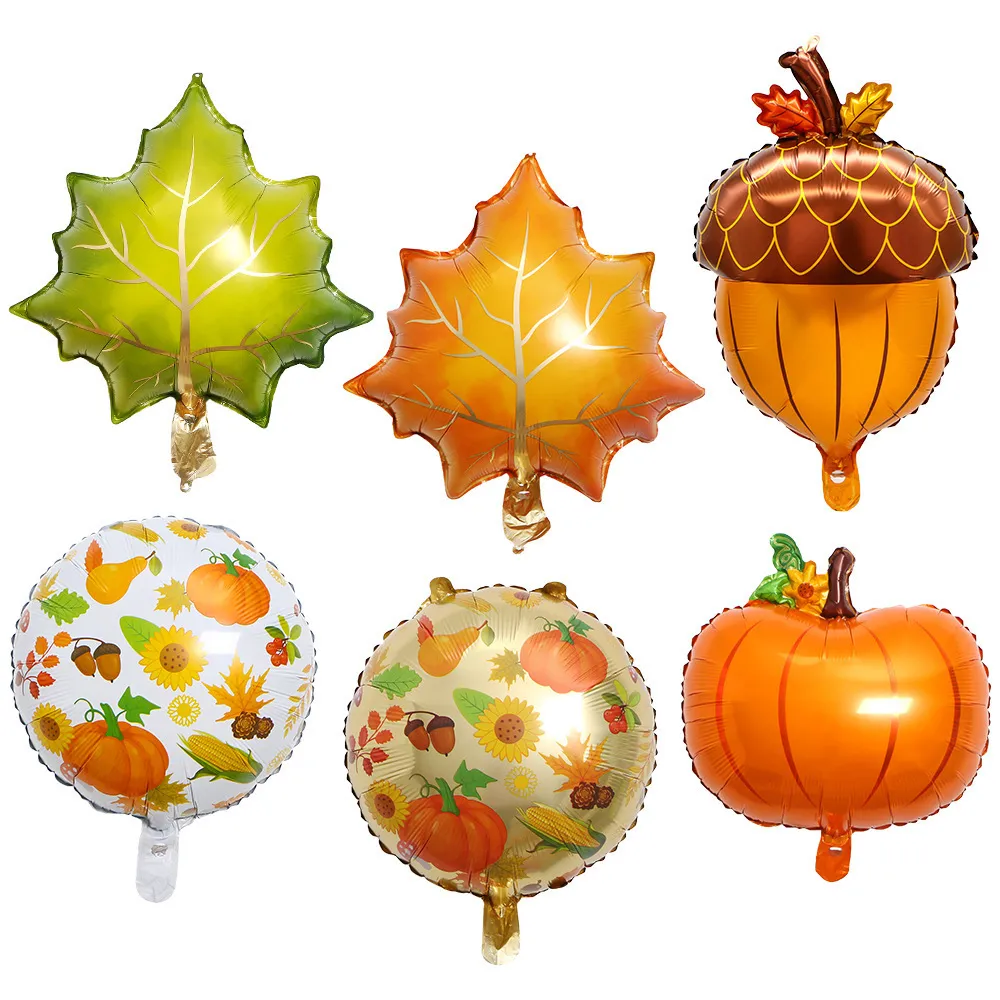 Thanksgiving Flower Pumpkin Autumn Leaf Modeling Aluminum Film Balloon