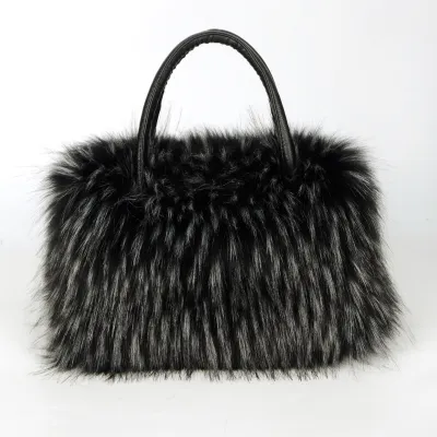 Autumn Winter Women Fashionable Plush Faux Fur Large Capacity Handbag Tote