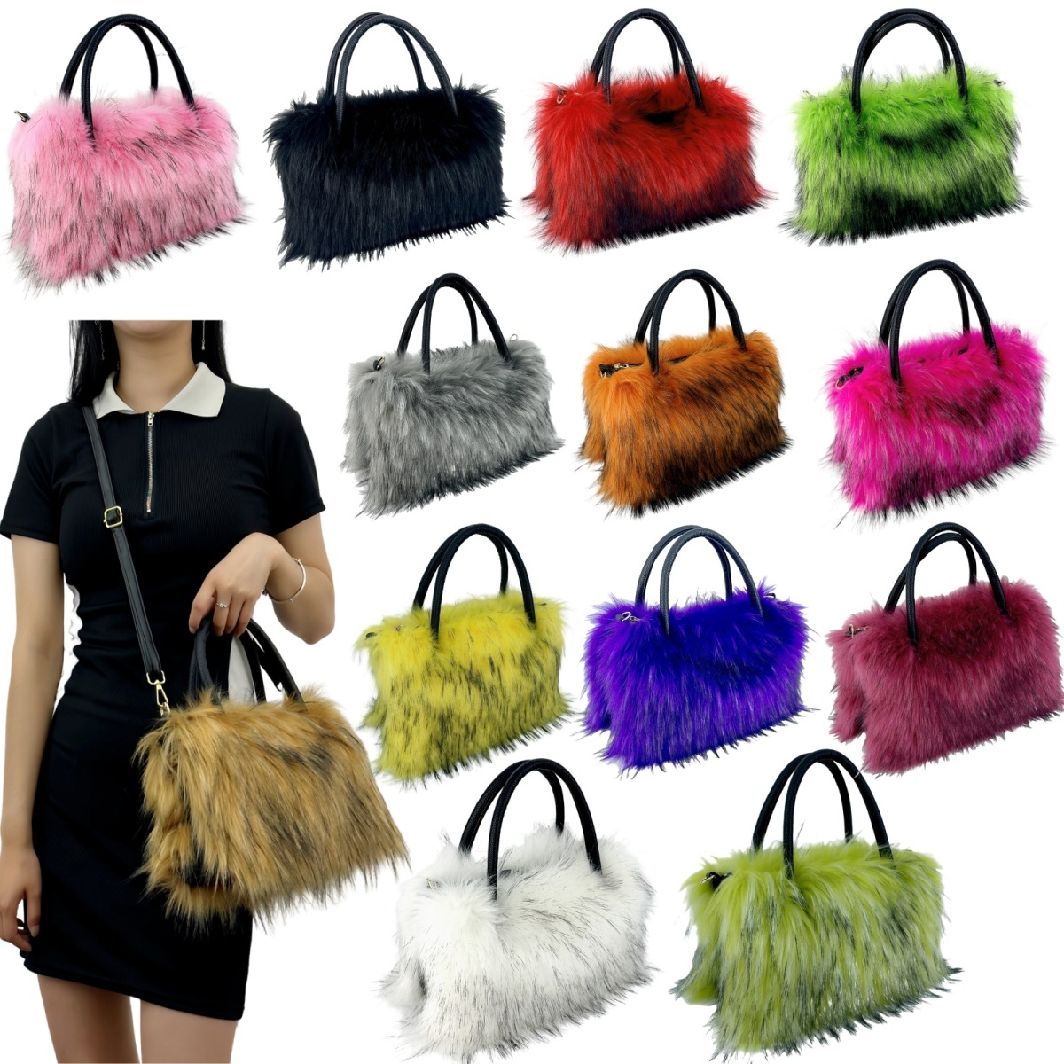◆EMIS◆ FUR SQUARE FLAP BAGYELLOW m1037_1348980 FUR SQUARE FLAP BAG-SKY BLUE - EMIS