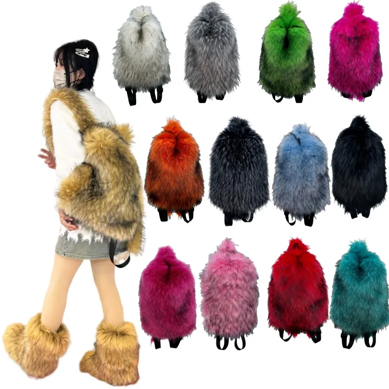 Women Fashion Large Capacity Plush Backpack