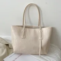 Women Fashionable Large Capacity PU Solid Color Tote Bag