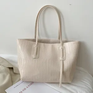 Women Simple Urban Simplicity Large Capacity PU Bucket Shoulder Bag