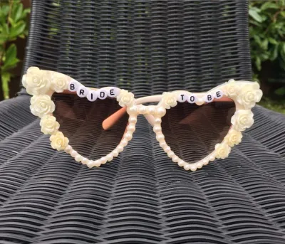 Women Creative Heart Letter Rhinestone Metal Sunglasses