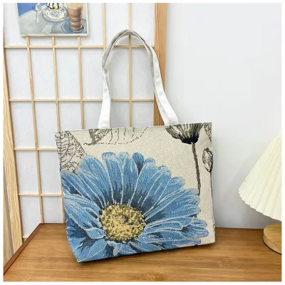 Literature Art Cartoon Canvas Tote Bag for Women Medium Size Zipper Closure Shoulder Bag