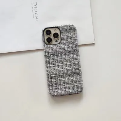 Women Fashion Creative Straw Pattern Apple Phone Protective Back Cover Case in PC Leather