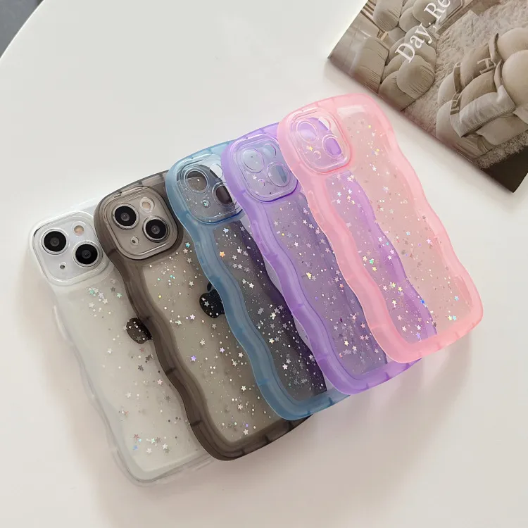 Fashion Transparent Sequin Silicone All-Inclusive iPhone 15 Phone Case