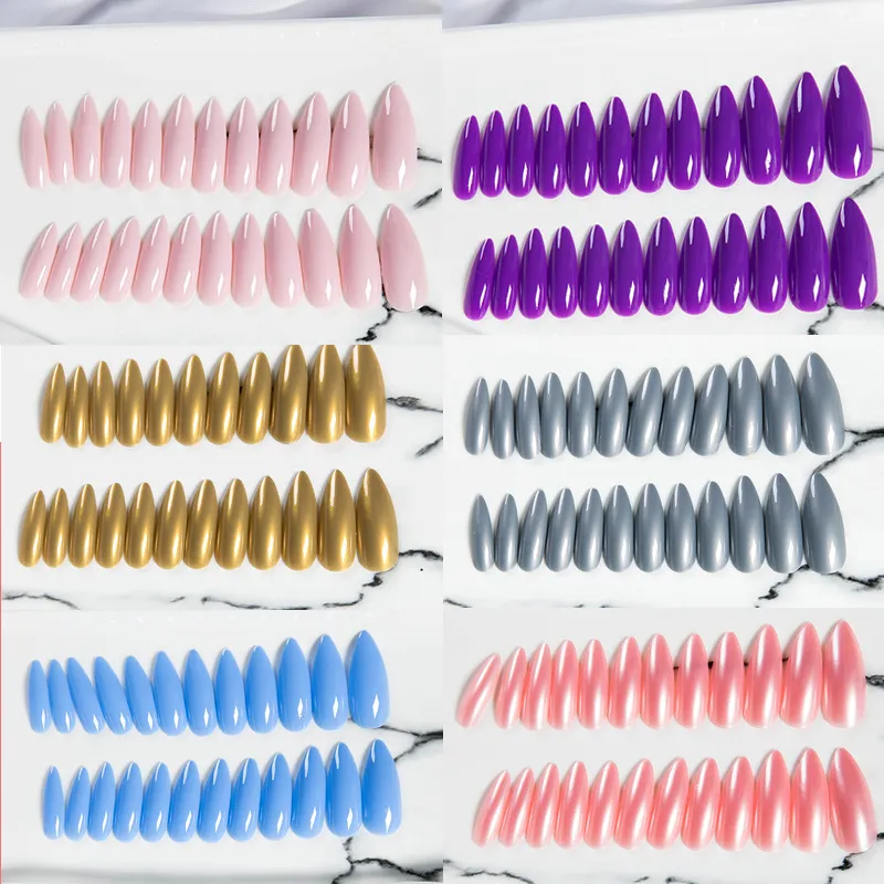 Women Simple Nude 24 Full-Sticker Eagle Claw Strip Fake Nails