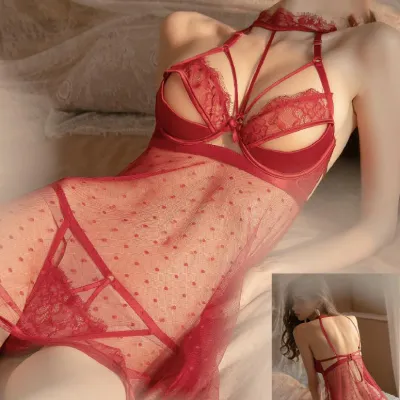 Bulk Trade Women Clothing Perspective Lace Stitching Sexy Lingerie With Pvc& Photo Package