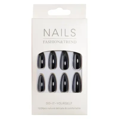 Women Fashion Simple Electroplated Removable Wear Fake Nails Floral Almond Medium Drop