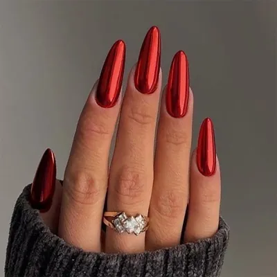 Women Fashion Simple Electroplated Removable Wear Fake Nails Floral Almond Medium Drop