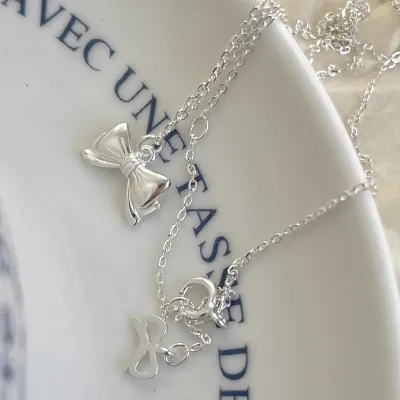 Pearl Shell Summer Necklace Women's Bow Non-Fading Design Clavicle Chain Jewelry