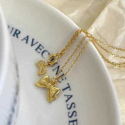 Pearl Shell Summer Necklace Women's Bow Non-Fading Design Clavicle Chain Jewelry