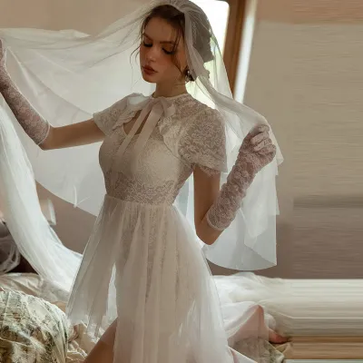 Bulk Trade Women Clothing Perspective Lace Stitching Sexy Lingerie With Pvc& Photo Package