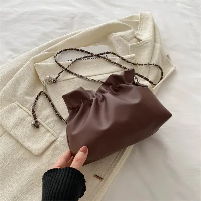 Women Fashion Solid Color Magnetic Bucket PU Crossbody Bag
