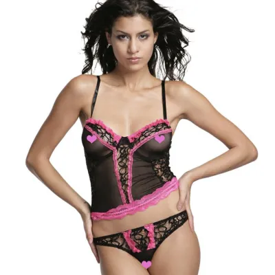 Bulk Trade Women Clothing Perspective Lace Stitching Sexy Lingerie With Pvc& Photo Package