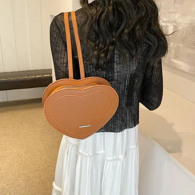 Women Fashion Solid Color Letter Heart PU Backpack