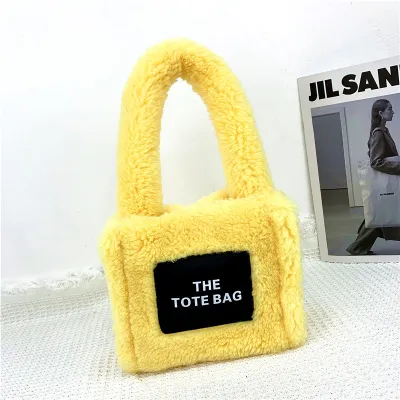 Autumn Winter Women Fashion Letter Plush Square Mini Handbag
