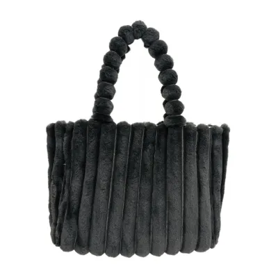Women's Autumn Winter Fashion Solid Color Large Capacity Plush Shoulder Tote Bag