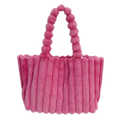 Women's Autumn Winter Fashion Solid Color Large Capacity Plush Shoulder Tote Bag
