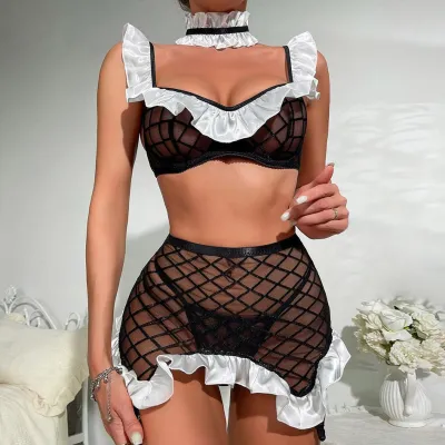 Bulk Trade Women Clothing Perspective Lace Stitching Sexy Lingerie With Pvc& Photo Package