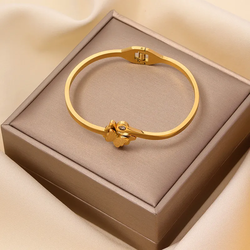 Women Fashion Classic Butterfly Titanium Steel Bracelet