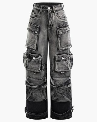 Wholesale Women Fashion Tie-Dye Wide-Leg Cargo Jeans