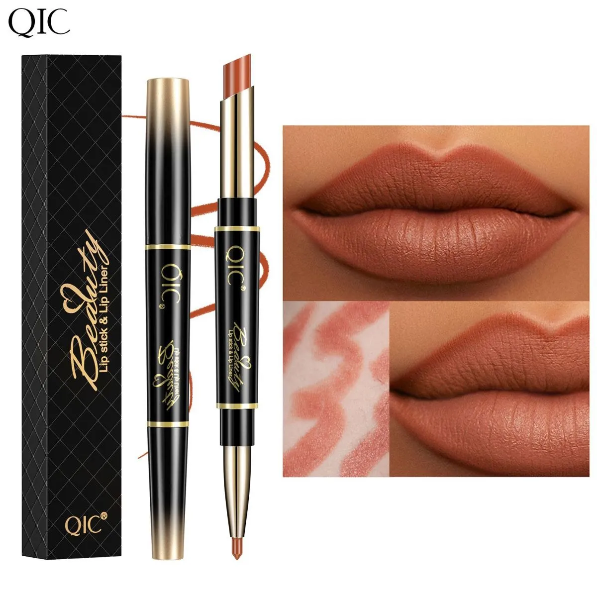 Qic Double-Headed Matte Waterproof Lipstick Lip Liner