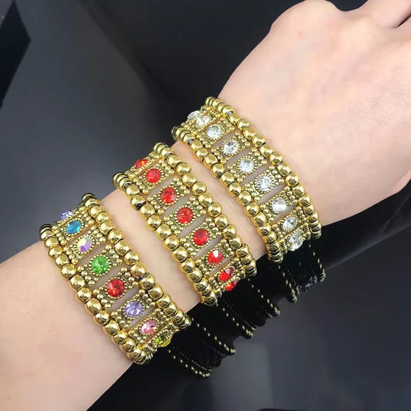 Ethnic Rhinestone Bracelet Women's Vintage Zinc Alloy Retro Palace Style Wave