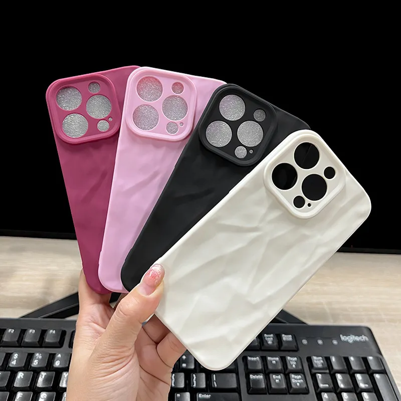 Solid Color Pleated TPU Phone Case for Apple iPhone 15 All-Inclusive Protection
