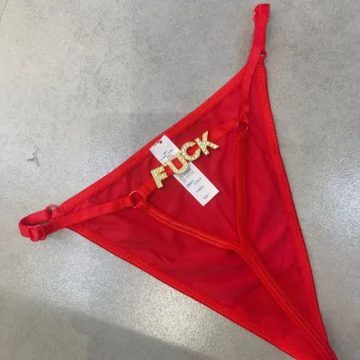 Women Sexy Rhinestone Letter Thong Panties Ice Silk Low Rise